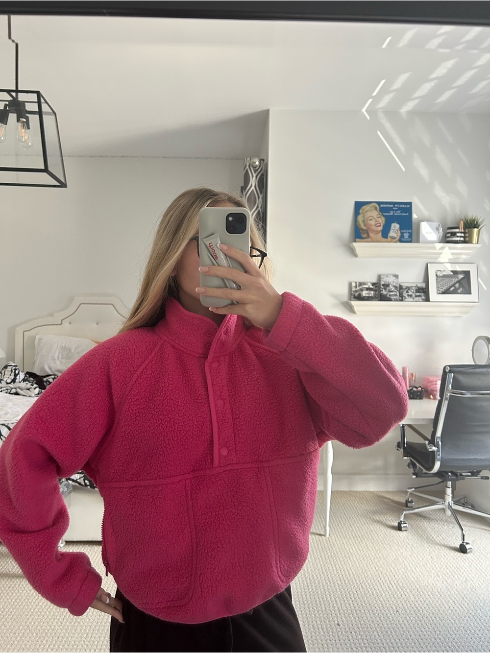Hot Pink Fleece Pullover Sunday Best Size M